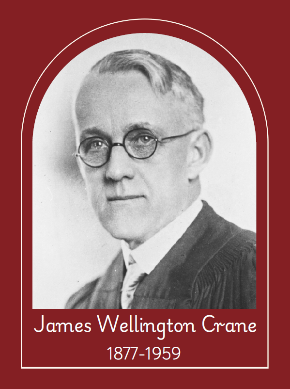 Portrait of Dr. James Wellington Crane, with round glasses, clean shaven
